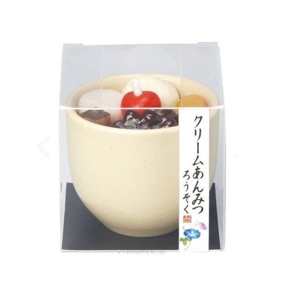 カメヤマ　ろうそくスイーツキャンドルシリーズクリームあんみつキャンドル香り甘い香り燃焼時間約７時間燃焼時間は無風・気温２０〜２８度前後の環境下における平均値です。湿度・気温・風など使用状況により変動します。商品サイズ本体サイズ：φ５８×Ｈ５...