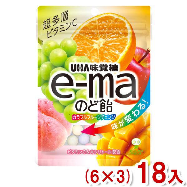 e-maのど飴 味覚糖 50g 袋 カラフルフルーツチェンジ (6×3)18入