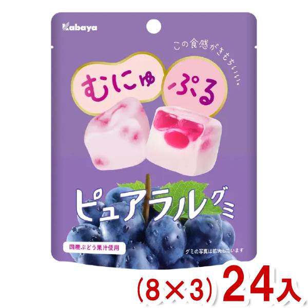Kabaya カバヤ 58g ピュアラルグミ ぶどう (8×3)24入 (ピュアラル グミ
