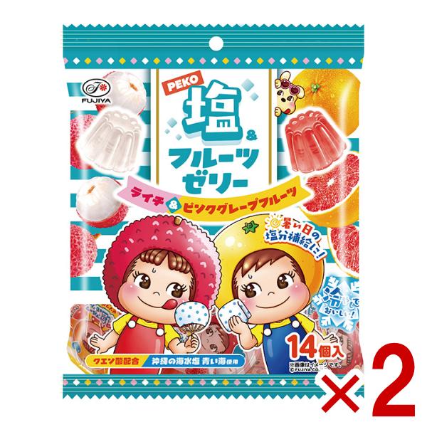 常健塩 2袋セット 不二家（FUJIYA） PEKO塩＆フルーツゼリー 224g×2袋入 (1000円ポッキリ