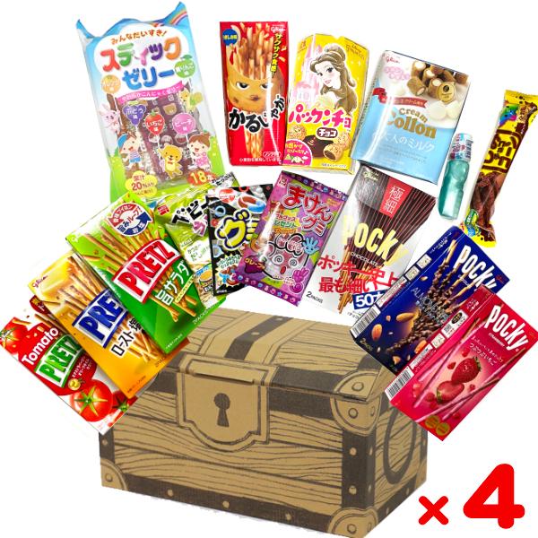 グリコ（glico） お菓子 駄菓子 詰め合わせ (15点 宝箱×4個) (七夕