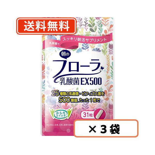 朝のフローラ 乳酸菌EX500 31粒入り×3個セット 【同梱不可】【腸内
