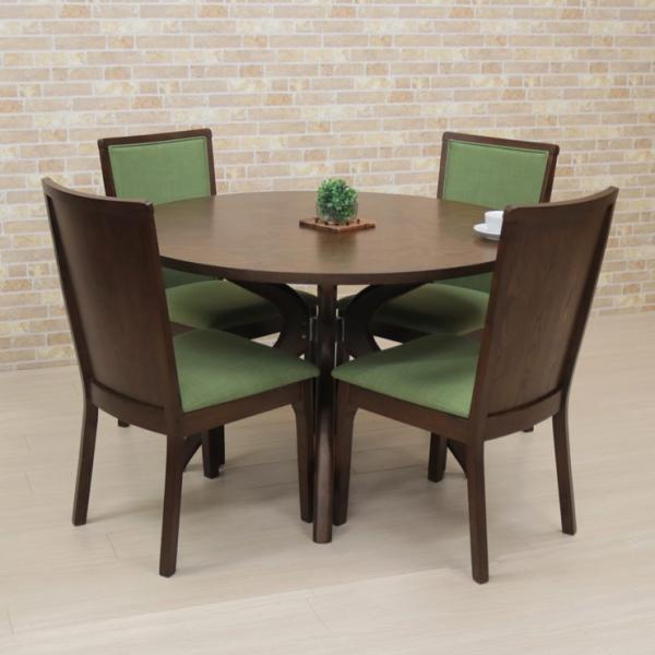 ダイニングテーブルセット 丸テーブル 5点セット 110cm 4人用 berug1105347 円卓 丸 ファブリック 木製 アンティーク