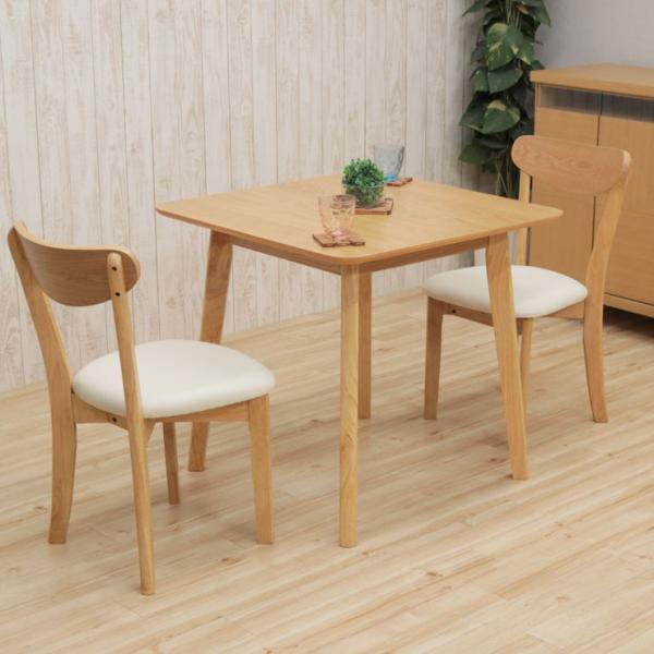 ダイニングテーブルセット 75cm 3点セット 2人掛 rosiu753360 北欧 木製 ナチュラルオーク色 机 椅子 チェア 組立品