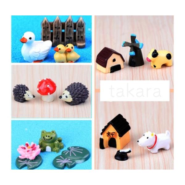 ■商品詳細セット内容：3個フィギュアサイズ：写真をご参考ください。材質：樹脂生産国：中国動物と小物がセットになっているので、組み合わせる必要なく楽です。ワークショップにお勧めです。苔テラリウム 箱庭に重宝するアイテムです。＊この製品は一つ一...