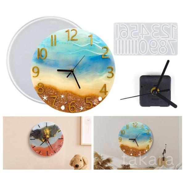 壁掛け時計を作れるシリコンモールドです。ソフトなモールドでエポキシ型抜きしやすいです。半透明なので何処まで液を注いだかもわかりやすいです♪◆内容量：1点（時計パーツセットに電池は含まれていません。）◆サイズ：写真をご参考ください。モールドは...