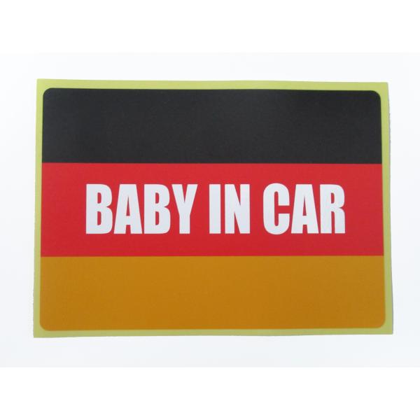 Baby in car ベビーインカー シール ステッカー ドイツ国旗風 赤ちゃん乗車中 ドイツ車 防水 再剥離仕様 車ボディー 外貼り用691