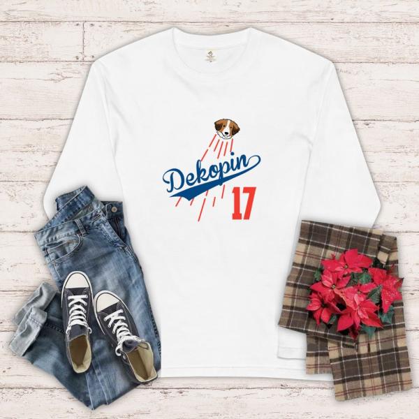 【新品未使用】大谷翔平 デコピン ロングtシャツ　Ｍサイズ２枚　Lサイズ２枚 tシャツ 長袖 デコピン 大谷翔平 おもしろい長袖 かわいい犬長袖シャツ