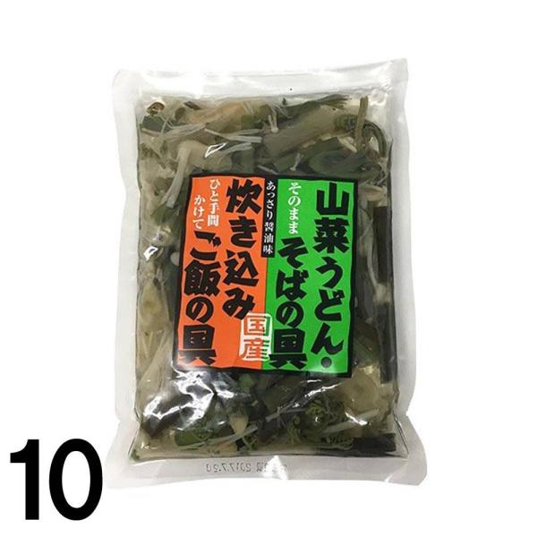 そのまま山菜うどん・そばの具に。ひと手間かけて炊込みご飯の具材に。国産原料を使用した、飛騨の人が大好きな山菜の水煮です。あっさり醤油味がついています。わらび、えのき茸、竹の子、ふき、うど、水菜の具材が入っています。