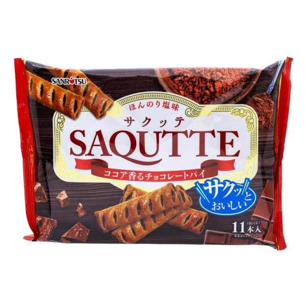 ほんのり塩がきいたパイ生地で、コクのあるチョコレートを包みました。甘く香る焼きチョコとサクッとした軽い食感が楽しめるパイです。