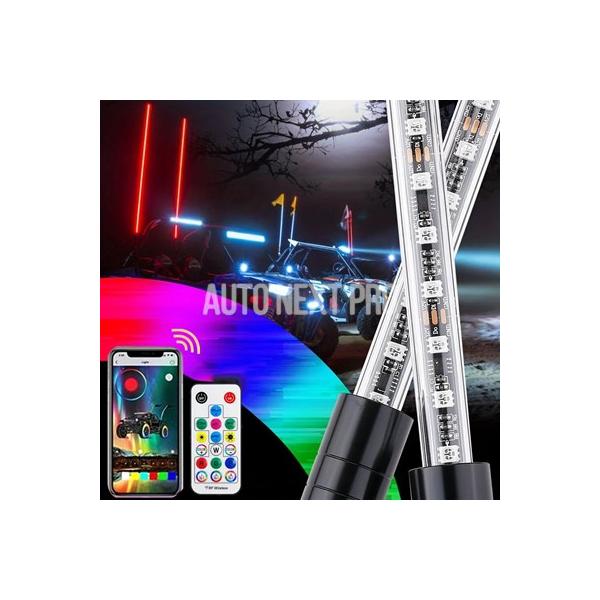 【並行輸入品】オフロード車用 リモートコントロールLEDスポットライト 車 カスタムライト フラッグポール 2個 3フィート 4フィート