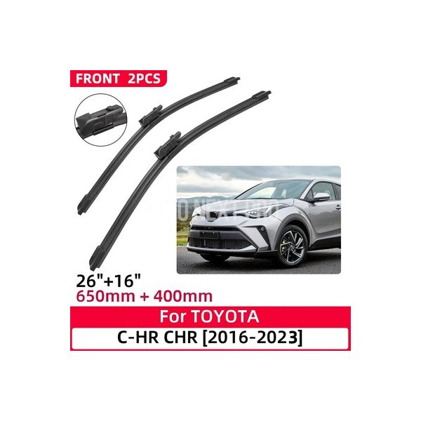 2 個トヨタ C-HR CHR 2016-2023 26 インチ+16インチ フロントワイパーブレードフロントガラスフロントガラスウィンドウカッターアクセサリー 2016 2017 2018