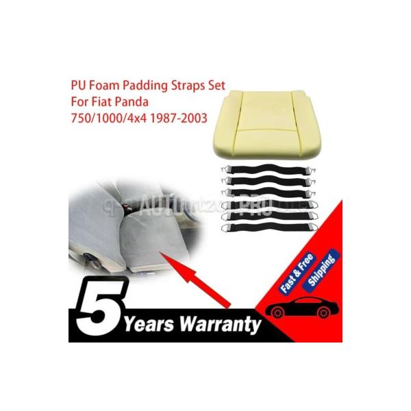 6 個シート PU フォームパッドストラップセットフィアットパンダ 750/1000/4x4 1987-2003 フォームクッション交換用強化ファスナー