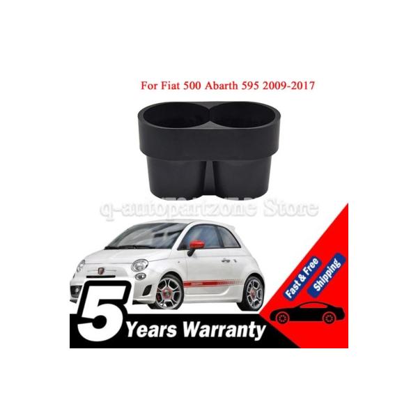 フィアット500アバルト595 2009-2017 用ツインカップホルダーインサート - ブラックABSセンターコンソールトレイ交換用カーアクセサリー