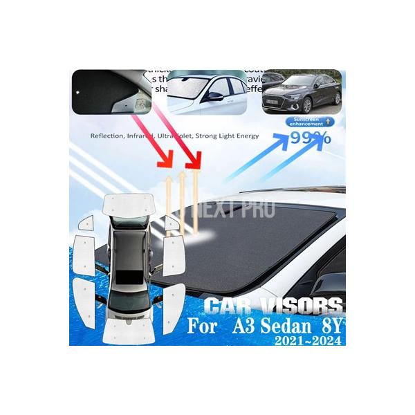 アウディ A3 セダン 8Y 2021 2022 2023 2024 車用サンバイザー カバー サンシェード ウィンドウバイザー オートサンシェード 保護カバー