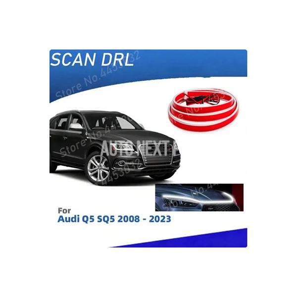 アウディ Q5 SQ5 8R FY 2008-2023用 新型DRLカーフードライト スキャンスタートLEDストリップ フレキシブルヘッドライト ウェルカムライ