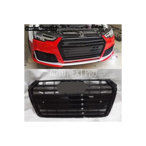 アウディ A4 B9 S4 Sline 2017 2018 2019 フロントレーシンググリル黒バンパースポーツエンジンフードグリッドカーアクセサリー