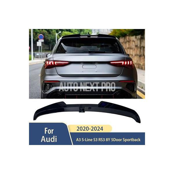 アウディ A3 S-Line S3 RS3 8Y 5ドア スポーツバック 2020-2024 マクストンスタイル リアルーフスポイラー スプリッター リアトラン