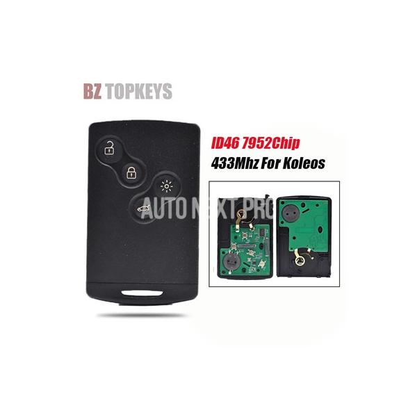 リモートカーキーレスエントリーフォブ 4 ボタン ID46Chip 433Mhz ルノーコレオスクリオスマートカードキーアラームキー制御