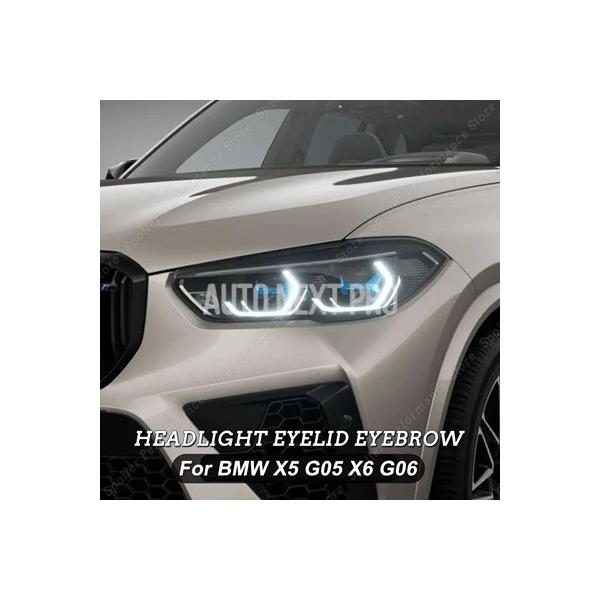 BMW X5 G05 X6 G06 フロントヘッドライトアイリッドアイブロウトリム 2018 2019 2020 2021 2022 カーボン/グロスブラック 