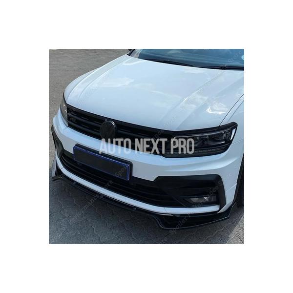 UVコーティング済み フォルクスワーゲン VW ティグアン MK2 Rライン 2016-2020用 カーフロントバンパーリップスポイラー エアロボディキット ス