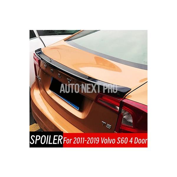 ボルボ S60 4ドア 2011-2019 ボディキット 車 リア トランク リッド ブート ダックテール リップ ブラック カーボン スポイラー ウィング チューニング アクセサ