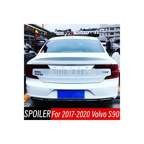 ボルボ S90 2017 2018 2019 2020 リアトランク リッド ダックテール リップスポイラー ウィング ブラック カーボン カーエクステリア チ
