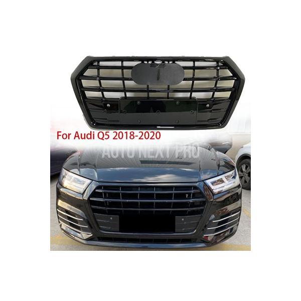 アウディQ5カスタムSQ5 2018 2019 2020フロントバンパーメッシュレーシンググリルグリルハニカムフードカバープレートカーアクセサリー