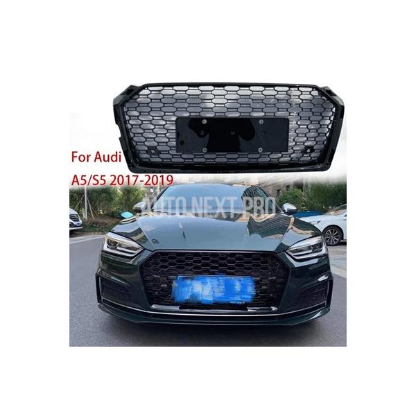 アウディA5 レトロフィット RS5 2017 2018 2019 セルラーグリル ブラック フロントバンパー メッシュ レーシンググリル グリル ハニカム フ