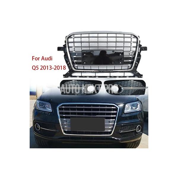 2013-2018年式アウディQ5用SQ5風ハニカムフードレーシンググリル セルラーグリル ブラックフロントバンパーメッシュグリルアクセサリー