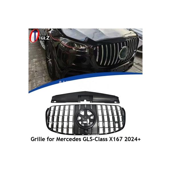 メルセデスベンツGLSクラスX167 2024+ GT縦型スラットフロントグリルバンパーグリル交換用レーシンググリルカーアクセサリー