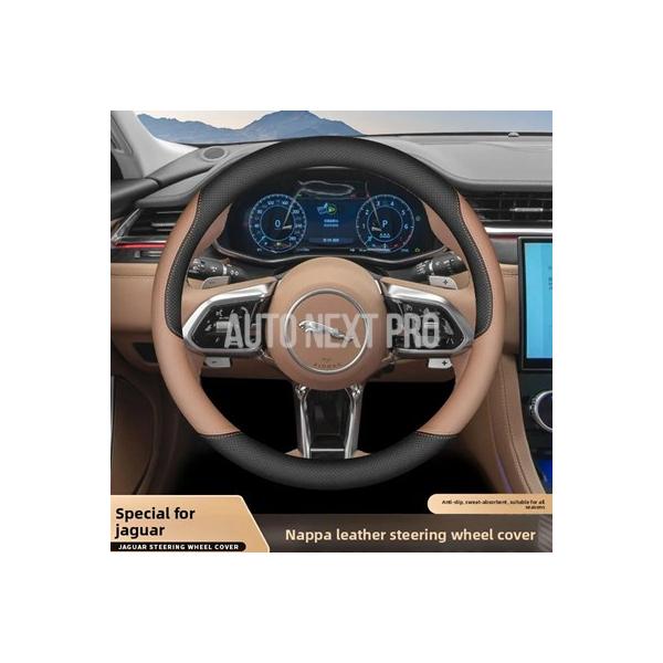 ジャガーXJ XF XE Eペース Fペース Xタイプ XK Iペース Sタイプ X350用レザーカーステアリングホイールカバー インテリアアクセサリー 202