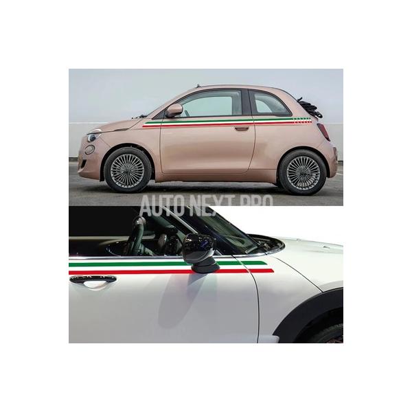 車 ビニールデカールイタリア国旗レーシングストライプグラフィックフィアット 500 アバルト 595 695 500C サイドドアイタリアスタイルステッカーアク