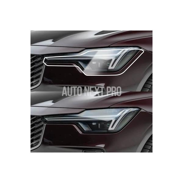 ボルボ S90 2017-2026用 カスタムフィット TPU PPF 高光沢スモークブラックプレカットカーヘッドライト保護フィルム アンチスクラッチビニールラ