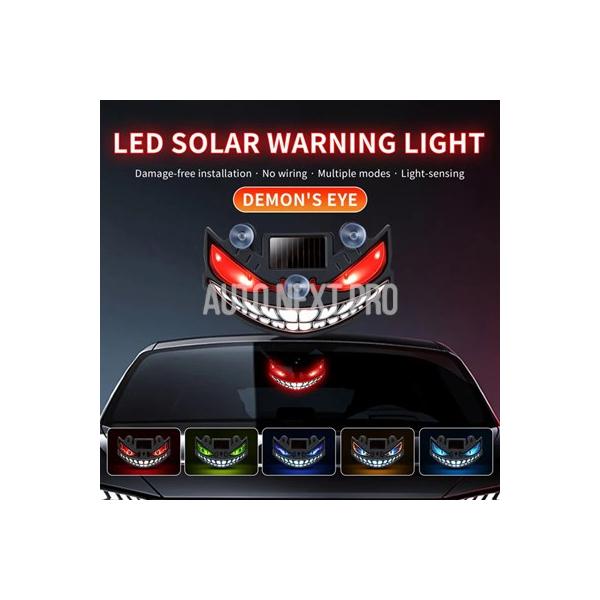 ソーラーLEDデビルアイウィンドシールドハザードフラッシュウィンカー車用LEDアンビエントライト 吸盤付き SUV車窓用