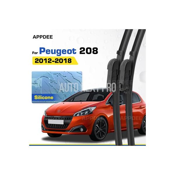 シリコン＆ラバー 左ハンドル用/右ハンドル用フロントワイパーブレードセット プジョー208 2012-2018用 コーティング済みフロントガラスウィンドウブラシ