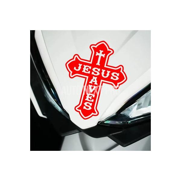 1PC Jesus Saves クロスバイクステッカーセット 防水ビニールデカール マルチカラー