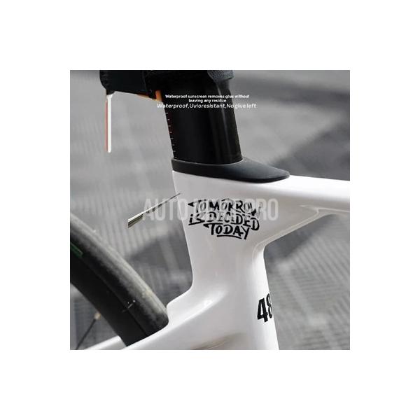明日 今日 決まる 自転車ステッカー 自転車フレームトップチューブ用 防水サイクリングデカール MTB ロードバイクフレームステッカー
