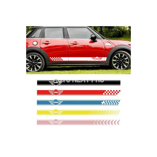2 個レーシングスポーツビニールデカール車 ドアサイドストライプステッカーミニクーパーカントリーマンクラブマン JCW ファッションカーアクセサリー