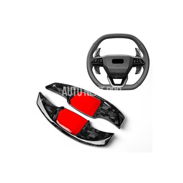 リアルカーボンパドルシフター アウディ Q4 e-tron スポーツバック 2022-2025 Q6 Q5 E-tron 2024 ギアシフト インテリアアクセ