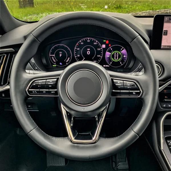 【並行輸入品】アルカンターラリアルレザーステアリングホイールカバー黒糸車 ステアリングホイールラップ車 アクセサリーマツダ CX30 CX60 CX70 CX9