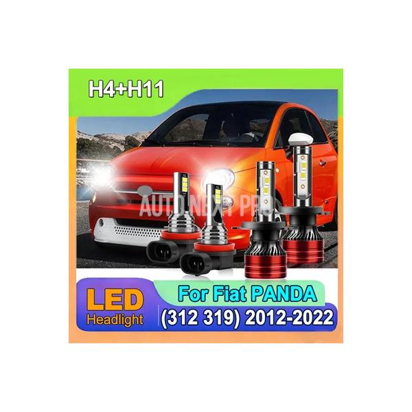 フィアット パンダ 312 319 2012-2022用 H4 ハイ/ロービーム ヘッドライト フォグランプ 6000K ホワイト CSPチップ プラグアンドプ