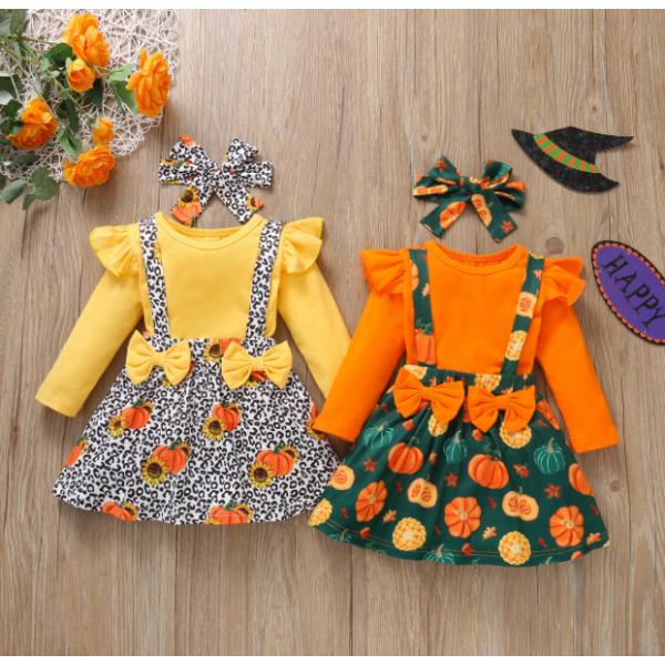 お取り寄せ商品【髪クリップ+トップス+スカート】ベビー きぐるみ パジャマ キッズ ロンパース 男の子 女の子 防寒 部屋着 ハロウイン変身 幼稚園 パーティーハロウィン時期に、赤ちゃんの仮装用サロペットです♪この一枚があれば、きっと色々な...