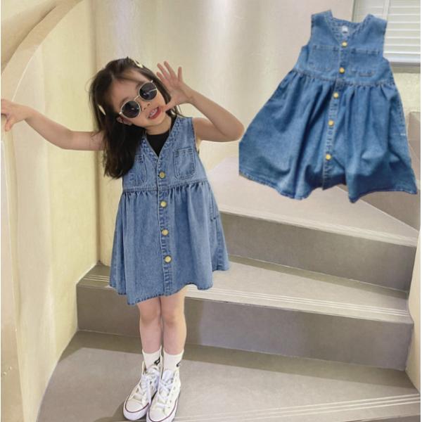 wzdwx038　デニム　ワンピース　チュニック　スカート　ミニスカート　ボトムス女の子　キッズ子供こども ジュニア　女の子 通学通園登校子供シャツスカート