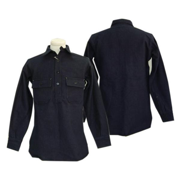 ウエアハウス ジョングラッコー CPO プルオーバー ジャケット サイズ38 紺 John Gluckow ジョングラッコー WAREHOUSE 先染フランネル|プル