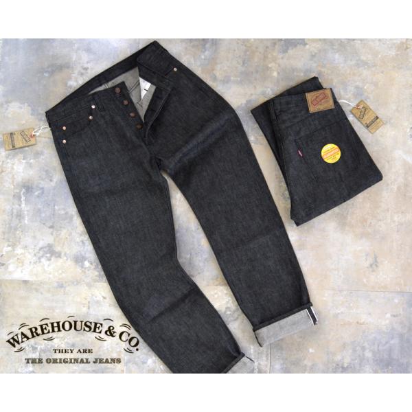 美品Denimeドゥニーム 黒 ウエアハウス 224XX-66B W36L30 WAREHOUSEウエアハウス DENIMEドゥニーム 224-66B (66MODEL) BLACK