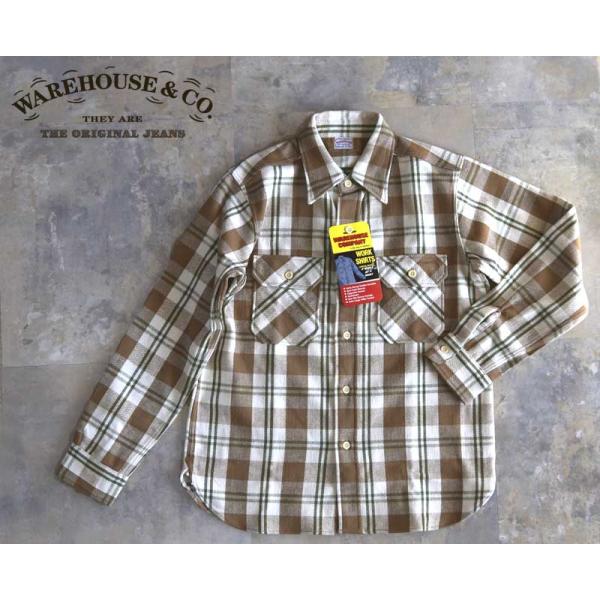 極美品！WAREHOUSE/ウエアハウス フランネルシャツ ブラウン XLサイズ WAREHOUSE ウエアハウス FLANNEL SHIRTS B柄 Brown ネルシャツ : TAKE