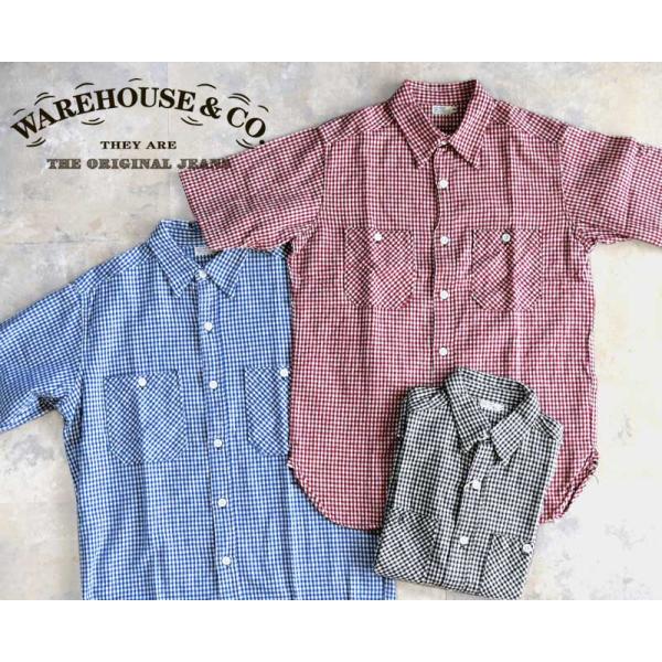 ウエアハウス Lot 3056 半袖 ワークシャツ ギンガム A柄 42 WAREHOUSE ウエアハウス SHORT SLEEVE CHECK WORK SHIRTS A柄(ギンガム