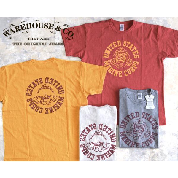 WAREHOUSEウエアハウス 2ND-HANDT-シャツ Lot4064 【U.S.M.C.】【MARINEブルドッグ】