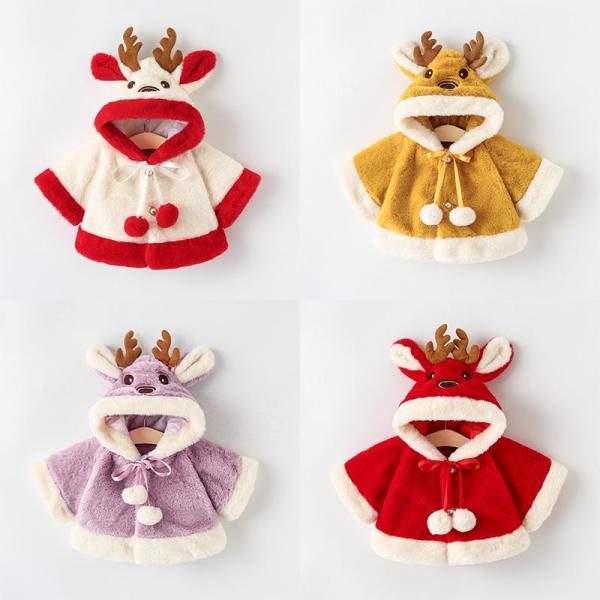 サンタ服 ベビー服 クリスマス 子供服 マント 女の子 ポンチョ トナカイ 赤ちゃん 幼児 可愛い 帽子付き フード付きケープ ジュニア コスチューム